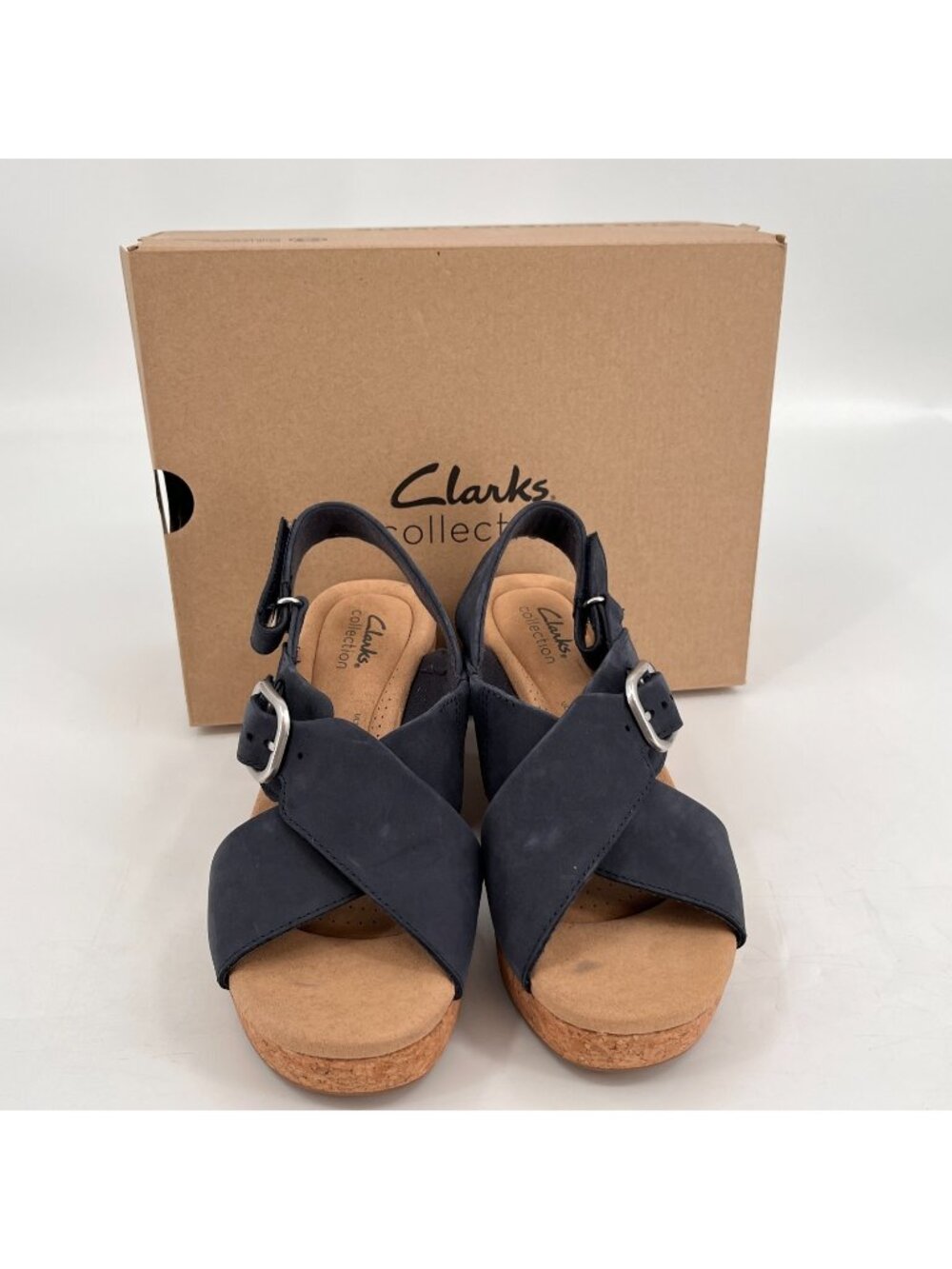 Clarks Giselle Dove Women's Sandals Navy Nubuck  8.5 M - Medium, Leather/Rubber